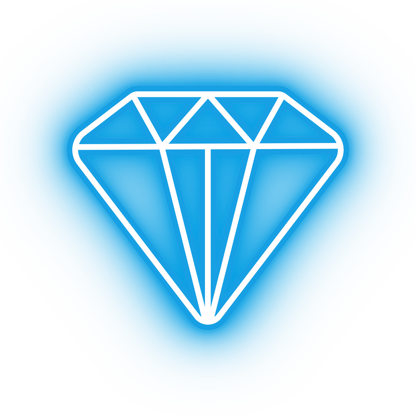 Neon blue diamond icon