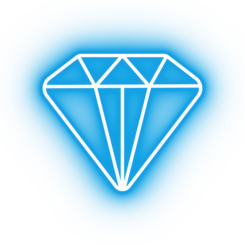 Neon blue diamond icon